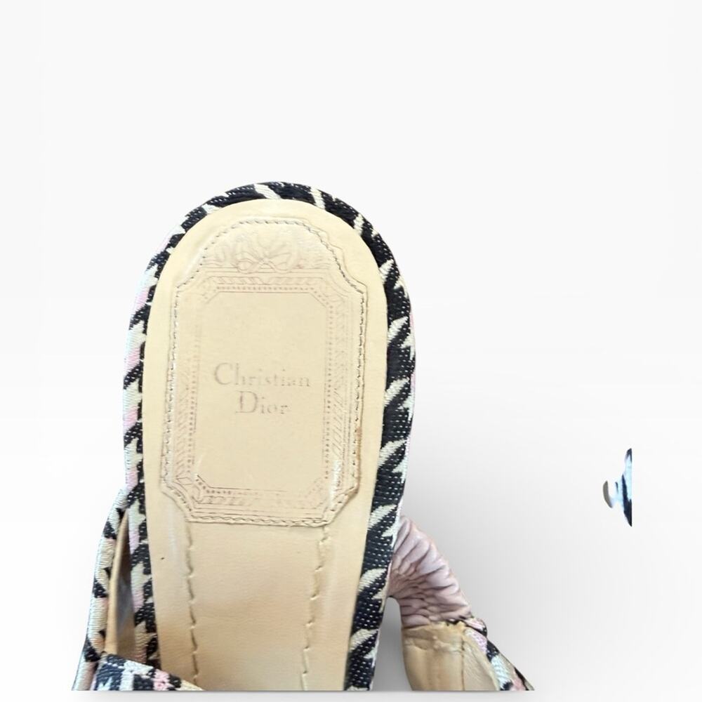 Christian Dior Volt Houndstooth Canvas Wedge Slingback Sandals EU 39 US 9 - Picture 7 of 16